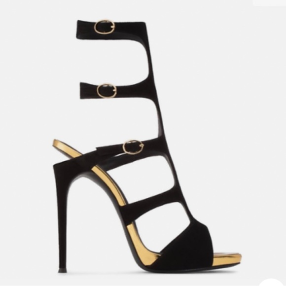 Giuseppe Zanotti Renee Suede Gold Trim Gladiator Sandal (36.5) - Picture 1 of 6